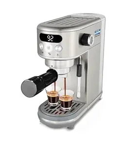 KENT Coffee Maker 1400 W | Makes Two Cups of Coffee at a Time | High Pressure Steam for making Cappuccinos & Lattes | In-Built Steamer for Frothing | Suitable for Ground Coffee | 1.2L Capacity |Silver
